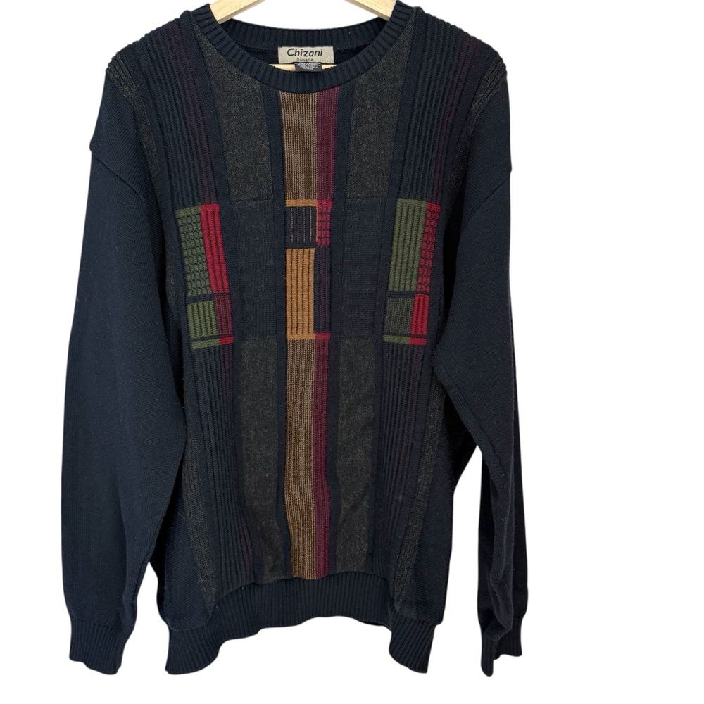Vintage Chizani Sweater Crewneck Size XL Retro Wool Blend Colorful